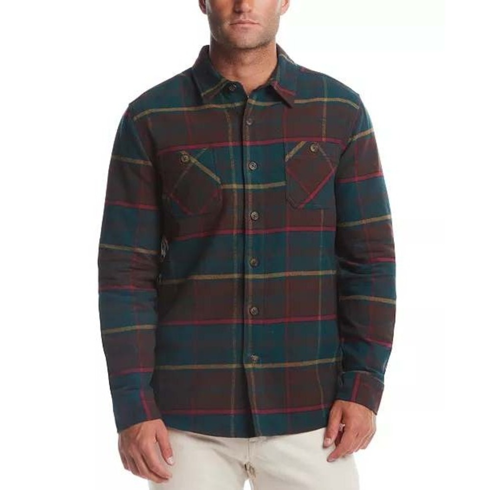 Weatherproof Vintage Mens Plaid Shirt Jacket Forest Biome Green Flannel M NEW